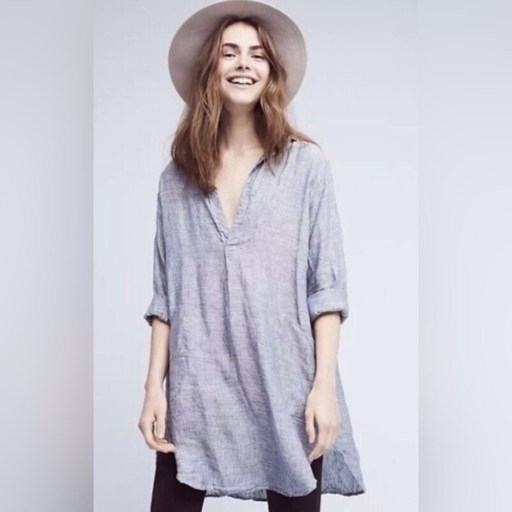 CP shades women’s medium striped cotton tunic top quiet luxury capsule oversized